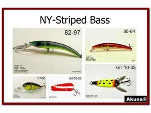 Akuna Pack of 5 Lures for Striped Bass fishing in each of the 50 states Akuna Pack of 5 Lures for Striped Bass fishing in each of the 50 states