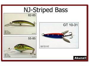 Akuna Pack of 3 Lures for Striped Bass fishing in each of the 50 states Akuna Pack of 3 Lures for Striped Bass fishing in each of the 50 states