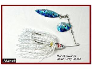 Akuna Invader Willow/Colorado Holographic Twin Blades Spinnerbait, various sizes and colors Akuna Invader Willow/Colorado Holographic Twin Blades Spinnerbait, various sizes and colors