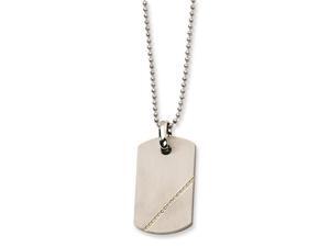 Genuine Chisel (TM) Necklace. Titanium and 1/6ct. Diamond in 14k Gold Accent Dog Tag Necklace. 100% Satisfaction Guaranteed. Genuine Chisel (TM) Necklace. Titanium and 1/6ct. Diamond in 14k Gold Accent Dog Tag Necklace. 100% Satisfaction Guaranteed.