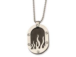 Genuine Chisel (TM) Necklace. Stainless Steel Cutout Flame w/ Black-plating Dog Tag 24in Necklace. 100% Satisfaction Guaranteed. Genuine Chisel (TM) Necklace. Stainless Steel Cutout Flame w/ Black-plating Dog Tag 24in Necklace. 100% Satisfaction Guaranteed.