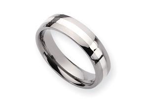 Genuine Chisel (TM) Band. Titanium Sterling Silver Inlay 6mm Polished Band ( Size 10) Genuine Chisel (TM) Band. Titanium Sterling Silver Inlay 6mm Polished Band ( Size 10)