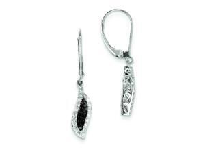 Genuine 14K White Gold White & Black Diamond Dangle Leverback Earrings 2.4 Grams of Gold Genuine 14K White Gold White & Black Diamond Dangle Leverback Earrings 2.4 Grams of Gold