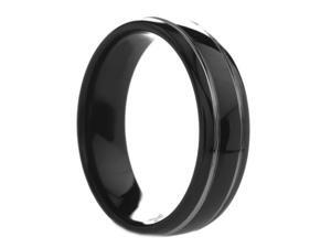 6 mm Mens Round Black Tungsten Ring Offset Grooves - Includes Engraving - Size 4 - 12.5 6 mm Mens Round Black Tungsten Ring Offset Grooves - Includes Engraving - Size 4 - 12.5