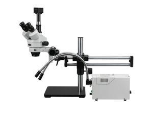 AmScope 3.5X-180X Ball Bearing Stereo Trinocular Microscope with Fiber Optic Y-Shape Lights + USB Camera AmScope 3.5X-180X Ball Bearing Stereo Trinocular Microscope with Fiber Optic Y-Shape Lights + USB Camera