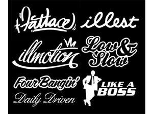iJDMTOY JDM Stance illest illmotion Fatlace Low & Slow FourBangin Like A Boss Daily Driven Combo Deal Stickers Decals SET iJDMTOY JDM Stance illest illmotion Fatlace Low & Slow FourBangin Like A Boss Daily Driven Combo Deal Stickers Decals SET