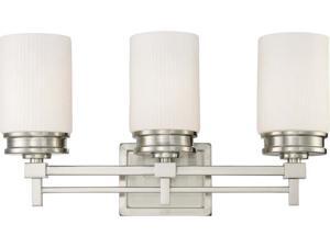 Nuvo Wright - 3 Light Vanity Fixture w/ Satin White Glass Nuvo Wright - 3 Light Vanity Fixture w/ Satin White Glass