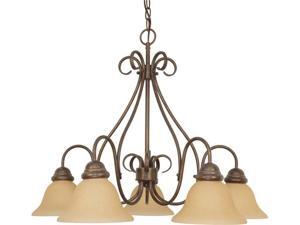 Nuvo Castillo - 5 Light - 28 inch - Chandelier - w/ Champagne Linen Washed Glass Nuvo Castillo - 5 Light - 28 inch - Chandelier - w/ Champagne Linen Washed Glass