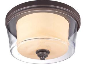 Nuvo Decker - 3 Light Large Flush Fixture w/ Clear & Cream Glass Nuvo Decker - 3 Light Large Flush Fixture w/ Clear & Cream Glass