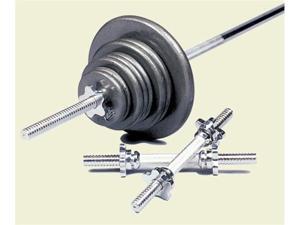 Regular boxed set, black plates, 6' chrome threadedbar, (2)handles, collars Regular boxed set, black plates, 6' chrome threadedbar, (2)handles, collars