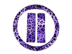 3PC Purple Leopard Animal Print Steering Wheel Cover & Seat Belt Shoulder Pads Universal Set 3PC Purple Leopard Animal Print Steering Wheel Cover & Seat Belt Shoulder Pads Universal Set