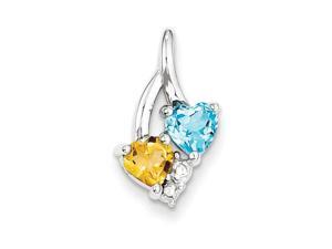 Sterling Silver Blue Topaz Citrine Diamond Pendant Sterling Silver Blue Topaz Citrine Diamond Pendant