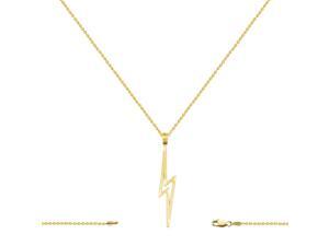 14K Yellow Gold Lightning Bolt Charm (10x45MM) w/ Cable Chain Necklace 16-24 In. 14K Yellow Gold Lightning Bolt Charm (10x45MM) w/ Cable Chain Necklace 16-24 In.