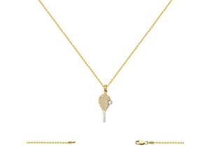 14K Yellow Gold Tennis Racquet Charm (10x28MM) w/ Cable Chain Necklace 16-24 In. 14K Yellow Gold Tennis Racquet Charm (10x28MM) w/ Cable Chain Necklace 16-24 In.