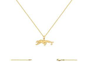14K Yellow Gold Panther Charm (33x19MM) with Cable Chain Necklace 16-24 Inch 14K Yellow Gold Panther Charm (33x19MM) with Cable Chain Necklace 16-24 Inch