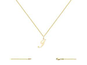 14K Yellow Gold Script Initial J Charm (x20MM) w/ Cable Chain Necklace 16-24 In. 14K Yellow Gold Script Initial J Charm (x20MM) w/ Cable Chain Necklace 16-24 In.