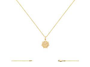10k Yellow Gold Smiling Sun Charm Pendant - 20mm and 10k Yellow Gold 1.3mm Wide Box Chain Necklace 10k Yellow Gold Smiling Sun Charm Pendant - 20mm and 10k Yellow Gold 1.3mm Wide Box Chain Necklace