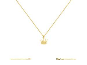 14K Yellow Gold Crown Charm (15x15MM) with Cable Chain Necklace 16-24 Inch 14K Yellow Gold Crown Charm (15x15MM) with Cable Chain Necklace 16-24 Inch