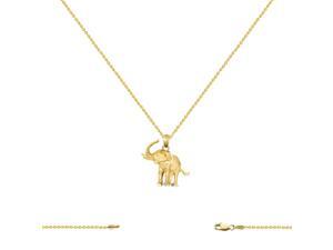 14K Yellow Gold Elephant Charm (24x25MM) with Cable Chain Necklace 16-24 Inch 14K Yellow Gold Elephant Charm (24x25MM) with Cable Chain Necklace 16-24 Inch