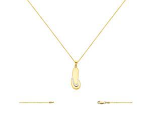 10k Yellow Gold Flip Flop Charm Pendant - 30mm and 10k Yellow Gold 1.3mm Wide Box Chain Necklace 10k Yellow Gold Flip Flop Charm Pendant - 30mm and 10k Yellow Gold 1.3mm Wide Box Chain Necklace
