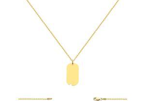 14K Yellow Gold Dog Tag Charm (13x28MM) with Cable Chain Necklace 16-24 Inch 14K Yellow Gold Dog Tag Charm (13x28MM) with Cable Chain Necklace 16-24 Inch