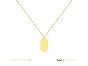 14K Yellow Gold Dog Tag Charm (13x28MM) with Cable Chain Necklace 16-24 Inch 14K Yellow Gold Dog Tag Charm (13x28MM) with Cable Chain Necklace 16-24 Inch