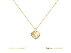 14K Yellow Gold Heart Shaped Floral Locket (19x24MM) with Cable Chain 16-24 Inch 14K Yellow Gold Heart Shaped Floral Locket (19x24MM) with Cable Chain 16-24 Inch