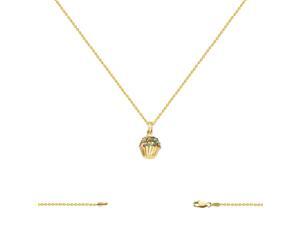 14K Yellow Gold Icing Cupcake Pendant (10x19MM) w/ Cable Chain Necklace 16-24In. 14K Yellow Gold Icing Cupcake Pendant (10x19MM) w/ Cable Chain Necklace 16-24In.