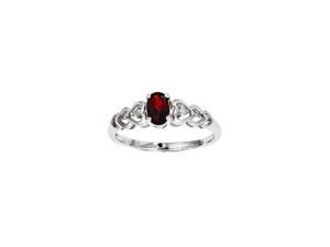 925 Sterling Silver Garnet & Diamond Mulit Hearts in Row Ring - 0.585 Cttw 925 Sterling Silver Garnet & Diamond Mulit Hearts in Row Ring - 0.585 Cttw
