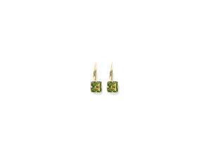 14K Yellow Gold Peridot Square Cut Dangle Earrings - 2.07cttw 14K Yellow Gold Peridot Square Cut Dangle Earrings - 2.07cttw
