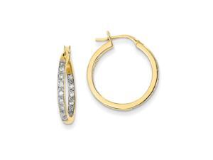 14K Yellow Gold Single Round - Inside Out Diamond Hoop Earrings -0.28cttw (J,I1) 14K Yellow Gold Single Round - Inside Out Diamond Hoop Earrings -0.28cttw (J,I1)