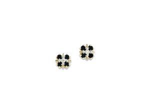 14K Yellow Gold Flower Blue Sapphire and Diamond Stud Earrings- 1 Grams 7MM 14K Yellow Gold Flower Blue Sapphire and Diamond Stud Earrings- 1 Grams 7MM