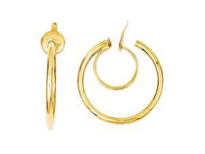 14K Yellow Gold Hollow Round Non-Pierced Clip-On Clip-On Hoop Earrings - 2x24MM 14K Yellow Gold Hollow Round Non-Pierced Clip-On Clip-On Hoop Earrings - 2x24MM