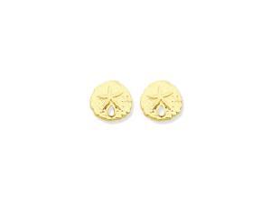 14K Yellow Gold Polished Sand Dollar Stud Earrings - 10x10MM 0.26Grams 14K Yellow Gold Polished Sand Dollar Stud Earrings - 10x10MM 0.26Grams