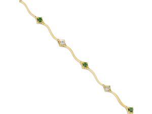 14K Yellow Gold Squiggly Emerald and Diamond Bracelet- 4.14 Grams 14K Yellow Gold Squiggly Emerald and Diamond Bracelet- 4.14 Grams