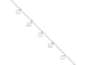 925 Sterling Silver 1MM Dangle Hearts Anklet Ankle Bracelet 925 Sterling Silver 1MM Dangle Hearts Anklet Ankle Bracelet
