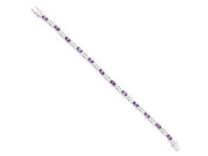 925 Sterling Silver Amethyst Oval Cut Open Link Bracelet 925 Sterling Silver Amethyst Oval Cut Open Link Bracelet