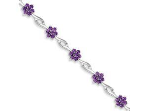 925 Sterling Silver Amethyst Flower Bracelet 925 Sterling Silver Amethyst Flower Bracelet
