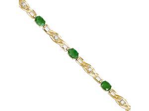 14K Yellow Gold Oval Cut Emerald and Diamond Bracelet- 5.27 Grams 14K Yellow Gold Oval Cut Emerald and Diamond Bracelet- 5.27 Grams