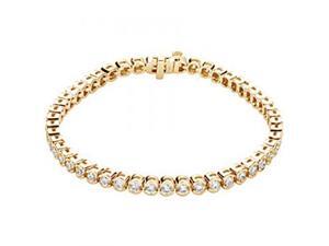 14K Yellow Gold White Diamond Round Half Bezel Tennis Bracelet - 3 Cttw 14K Yellow Gold White Diamond Round Half Bezel Tennis Bracelet - 3 Cttw