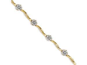 14K Yellow Gold 6 Pedal Flower Diamond Station Bracelet - 0.297cttw 14K Yellow Gold 6 Pedal Flower Diamond Station Bracelet - 0.297cttw