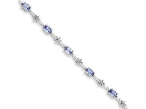 925 Sterling Silver Star Link Tanzanite and Diamond Bracelet - 3.15cttw 925 Sterling Silver Star Link Tanzanite and Diamond Bracelet - 3.15cttw