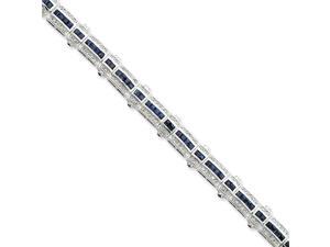 925 Sterling Silver Sapphire and Synthetic Cubic Zirconia Bracelet- 4.01 Grams 925 Sterling Silver Sapphire and Synthetic Cubic Zirconia Bracelet- 4.01 Grams