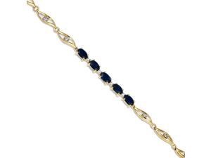 14K Yellow Gold 5 Stone Oval Cut Blue Sapphire and Diamond Bracelet- 3.66 Grams 14K Yellow Gold 5 Stone Oval Cut Blue Sapphire and Diamond Bracelet- 3.66 Grams