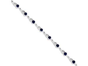 14K White Gold Round Cut Blue Sapphire and Diamond Bracelet- 4.29 Grams 14K White Gold Round Cut Blue Sapphire and Diamond Bracelet- 4.29 Grams