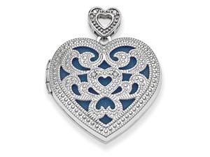 925 Sterling Silver Diamond Vinatage Style Heart Locket Pendant - 0.009 cttw 925 Sterling Silver Diamond Vinatage Style Heart Locket Pendant - 0.009 cttw