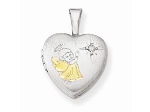 925 Sterling Silver Diamond Angel in Heart Locket Pendant - 0.009 cttw 925 Sterling Silver Diamond Angel in Heart Locket Pendant - 0.009 cttw