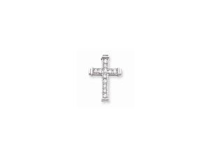 14K White Gold White Diamond Ornate Latin Cross Pendant Charm - 17x26MM 14K White Gold White Diamond Ornate Latin Cross Pendant Charm - 17x26MM