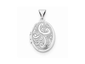 925 Sterling Silver Oval Swirl Locket Charm - 14x24MM 925 Sterling Silver Oval Swirl Locket Charm - 14x24MM