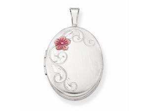 925 Sterling Silver Pink Enamel Floral Oval Locket Charm Pendant 925 Sterling Silver Pink Enamel Floral Oval Locket Charm Pendant